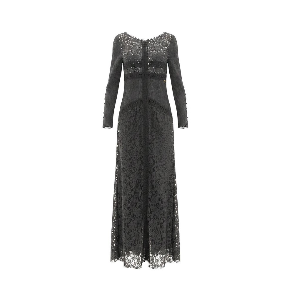 LIU JO Women's Black Long Sleeve Lace Midi Dress Size 42 NWT